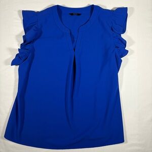Dokotoo Royal Blue Flutter Sleeve Blouse | Size XL